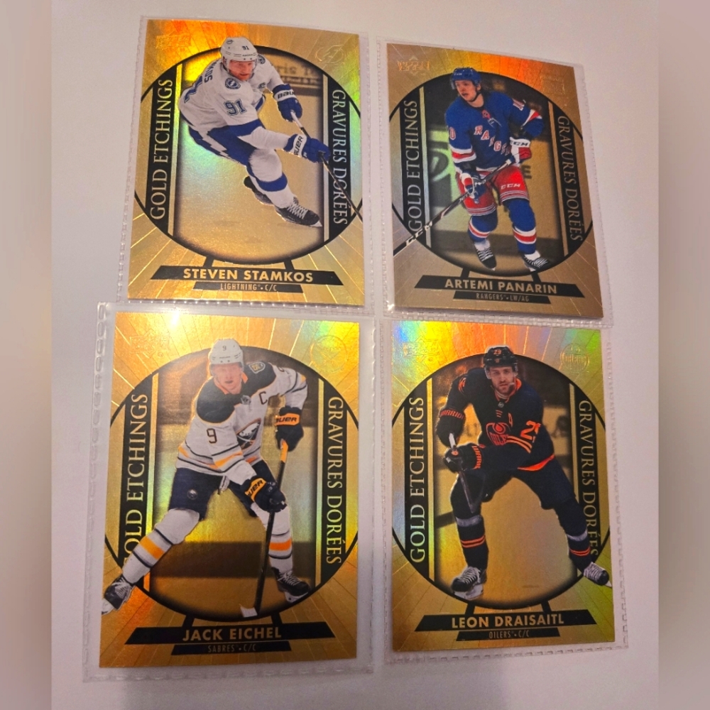 Lot of 4 Upper Deck Tim Hortons Gold Etchings NHL Hockey Cards 2020-21 NICE 🏒🔥